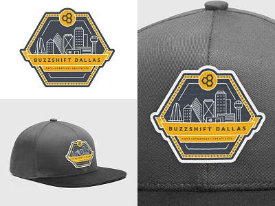 Buzzshift Dallas Skyline Hat Patch / Badge badge buzzshift creativity dallas data embroidered hat navy patch skyline strategy yellow
