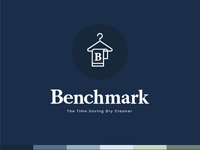 Benchmark Logo Version 1 b benchmark dry cleaners hanger illustation logo serif