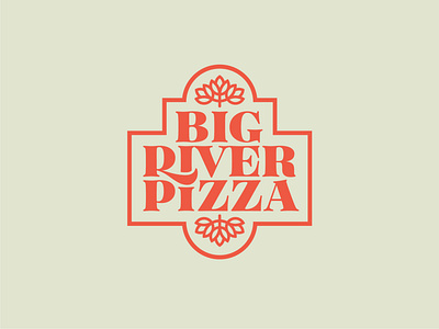Big River Pizza Logo brand branding cheese cream design icon identity illustrator logo minimal pizza red simple symbol toppings typography vector