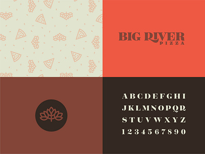Big River Brand brand branding cheese cream design icon identity illustration illustrator logo minimal pizza rebrand red restaurant simple symbol toppings typography vector