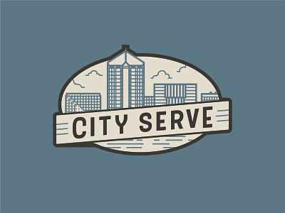 City Serve blue brand branding church design icon identity illustrator logo missions tan vector volunteer