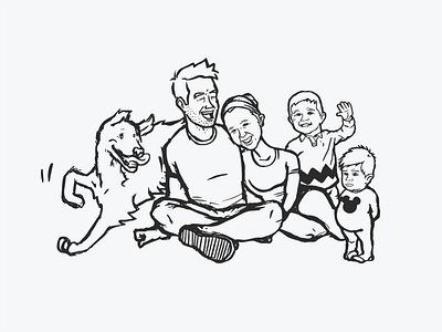 The Lauritson Family baby charlie brown design dog family friends frown illustration kids laugh life line lineart live love mickey people sitting smile wave