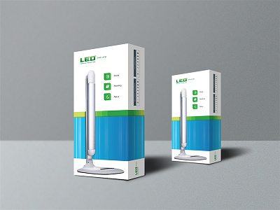 Led Lamp Packaging Design blue bulb design energy green led light mockup packaging simple technology