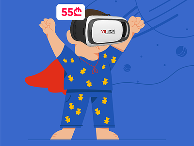 VR box boy illustator illustraion pajamas superhero vr