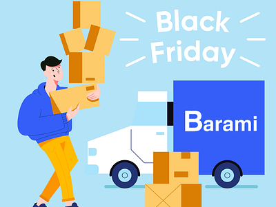 package delivery banner black friday car delivery freight illustration package