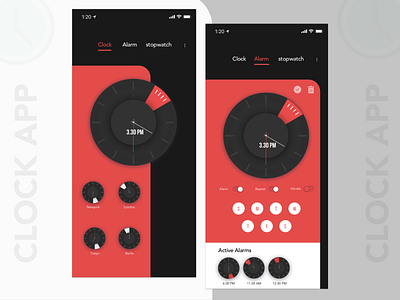 clock redesign app brand branding design design flat graphics icon illustration illustrator interface ios logo mobile photoshop red redesign simple sketch ui uplabs