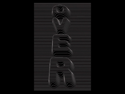 ‘OVER’ lineart 3d art 3dtypography blackandwhite line art optical art wave