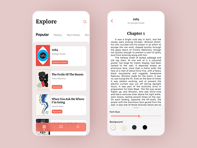 eBook app app book design ebook mobile reading app ui ux