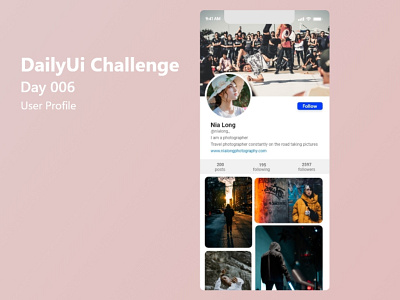 User profile daily ui dailyui dailyui006 design ui uidesign user experience design user inteface user profile ux