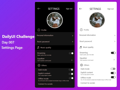 Settings page dailyui dailyuichallenge ui uidesign