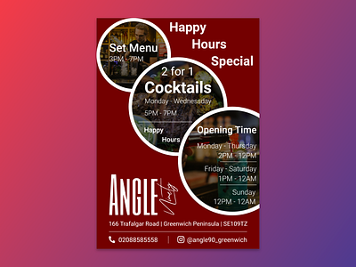 Flyer for Angle Bar and Restaurant banner bar brand branding concept design flyer flyer design happy hour identity illustrator restaurant restaurant app restaurant branding