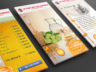 Beerlovers - highscore, main and info screen app apple beer design flat game geolocalization ios mobile skeumorphism