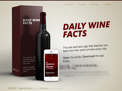 Daily Wine Facts - landing page app design ios landing mobile page web webdesign wine