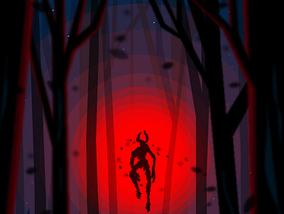 DnD moment black and red dnd forest monsters vector illustration