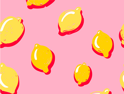 Limono-pattern background fruit illustration illustration lemon pattern pattern design pink yellow