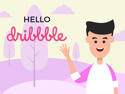 Hello Dribbble animation design flat illustration vector web