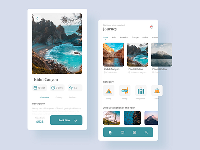 Travel Service App - Mobile App Concept app canyon concept green holiday mobile mobile app nature travel travel app traveling ui ui design uiux design vacation