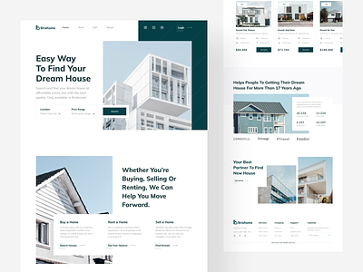 Brixhome - Real Estate Landing Page banner buy clean footer header hero home homepage landing page minimalist product property property agent real estate real estate agent rent sell services ui design website