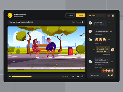 Tonbar - Watch Party Platform chat dark theme dashboard emoji film friends movie netflix party rave realtime streamer streaming together ui design video watch watch movie watch party