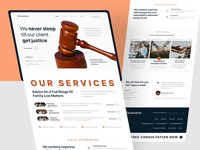 Paramarta - Law Firm Company Website Design advocate attorney blog company company profile consultant footer header landing page law law firm lawyer layout legal profile services typography ui design uiuxdesign website