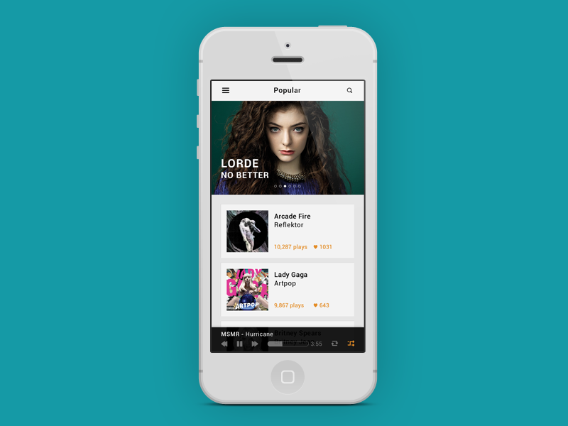Music UI music ui music app music player iphone app lorde