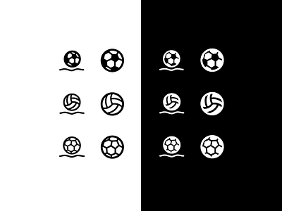 Sport icons on white/black background