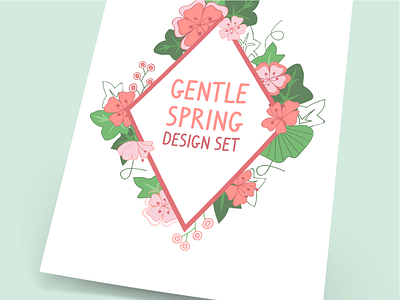 Gentle Spring Design Set branding colourful frames gentle natural nature pastel patterns spring vectors wedding wreaths