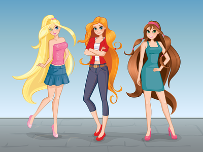 Girl characters character fashion girls illustration