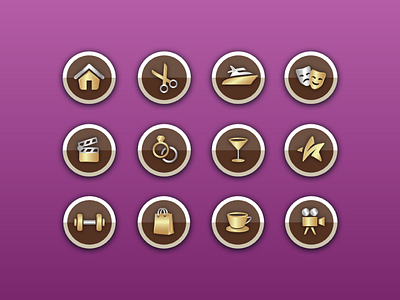 Gold game icon set