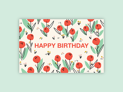 Poppy Meadow Birthday Card birthday card brush card design design floral design floral pattern handdrawn illustration poppies