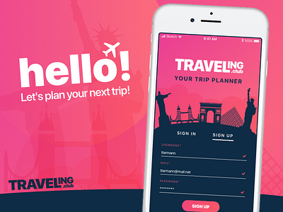 DailyUI #001 - Sign Up 001 app dailyui iphone signup travel traveling