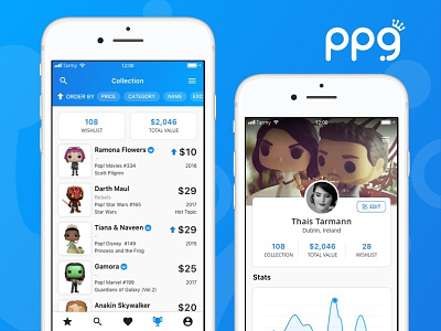 Pop Price Guide - Redesign Concept app blue design flat funapp funapp pocketcollection funko interface iphone iphone8 pop popfunko poppriceguide redesign social social app ui uidesign