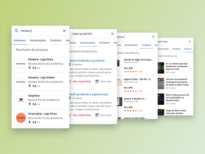 Search Engine @ Reclame Aqui android browser cards complaint filter iphone mobile problems products reclame reclameaqui reputation results search bar search engine searching tabs ui ux