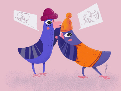 Gossip animation birds character design design dove free time gossip illustration photoshop procreate web