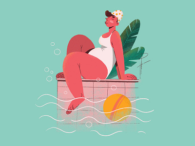 Swimming pool animation character design design illustration photoshop procreate summer swimmingpool