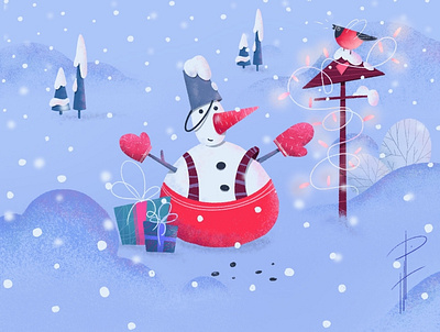SNOWMAN animation branding character design christmas design flat free time illustration photoshop procreate snowflake snowman vacation web wintertime