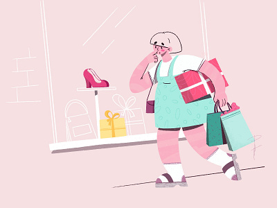 Shopping time! animation branding character design design fashion illustration flat illustration procreate web website