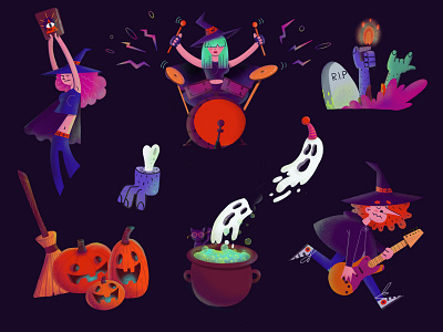 Characters for Halloween animation character design design illustration photoshop procreate website