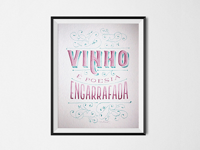"Wine is bottled poetry" watercolor lettering type typography watercolor