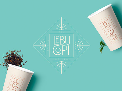 Lebu Copi - Tea brand ID art deco brand identity graphic design paper cup tea