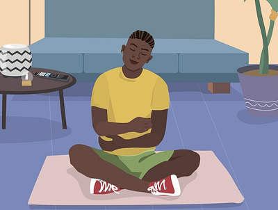The guy is meditating art artist boy boy illustration decor flat guy health illustration man meditate meditation room stomach vector vector art