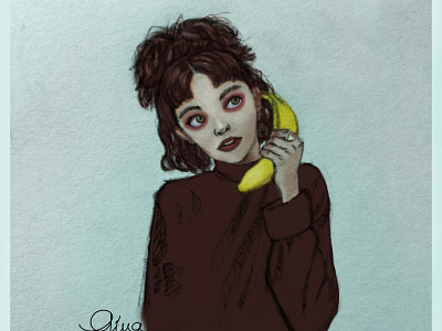 Banana goth girl banana characterdesign digital illustration digitalart drawing girlillustration goth gothic illustration photoshop sketch woman woman illustration woman portrait