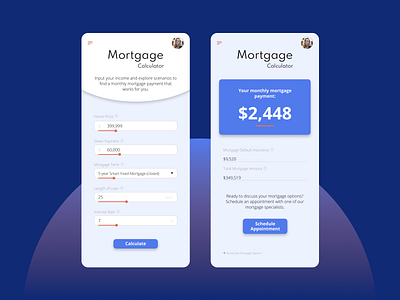 Mobile Mortgage Calculator | Daily UI 004 calculator dailyui design figma mobile ui ux