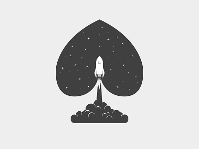 Black Ace Rocket ace animation art card casino design gambling games icon illustration illustrator logo negative space logo rocket space vector