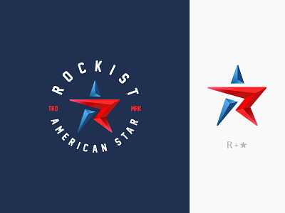 Rockist Logo app blue branding design game gym icon lettermark logo logo design minimal red sign star