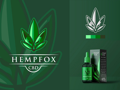 Hemp Fox Logo branding cannabis logo cbd label design concept design fox logo green hemp logo icon illustrator logo logo design logos vector