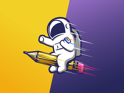 ASTROBOY Mascot logo astronaut book creative design education logo icon illustrator kids logo logo design logos mascot logo minimal pencil sapce vector