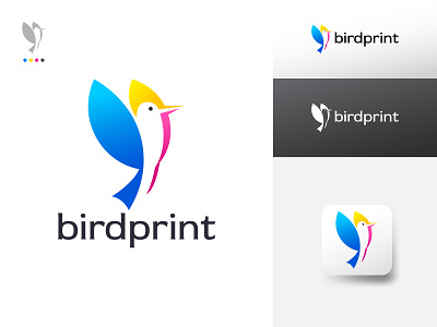 Bird Print Logo animal app bird branding business cmyk color design fly graphic design logo logo design modern print simple symbol vector web