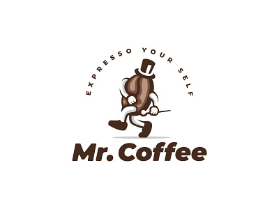 Mr Coffee Logo bean branding business logo cafe coffee company logo design drink gentleman logo logo design logos mascot mr restaurant roasting simple vector