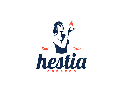 Hestia Goddess Logo beauty business company logo design fire flame goddess hestia lady logo logo design logos modern mythology simple woman
